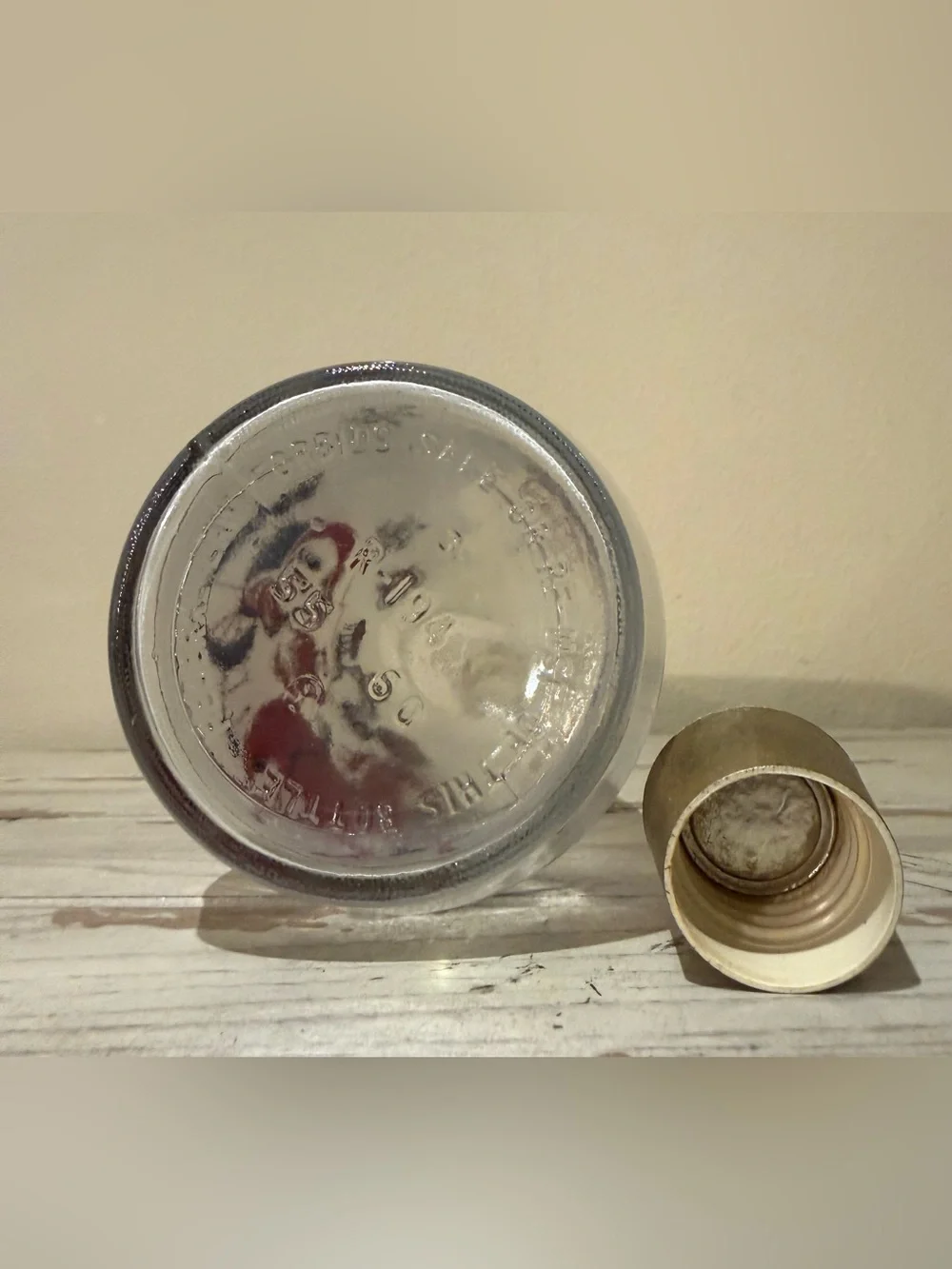 Vintage Frosted Glass Decanter Russian Troika Sleigh Gold Red Barware